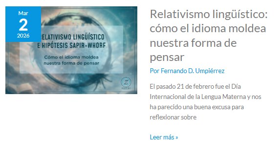 Captura del artículo «Relativismo lingüístico: cómo el idioma moldea nuestra forma de pensar».