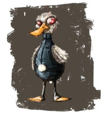 Ilustración de un pato zombie